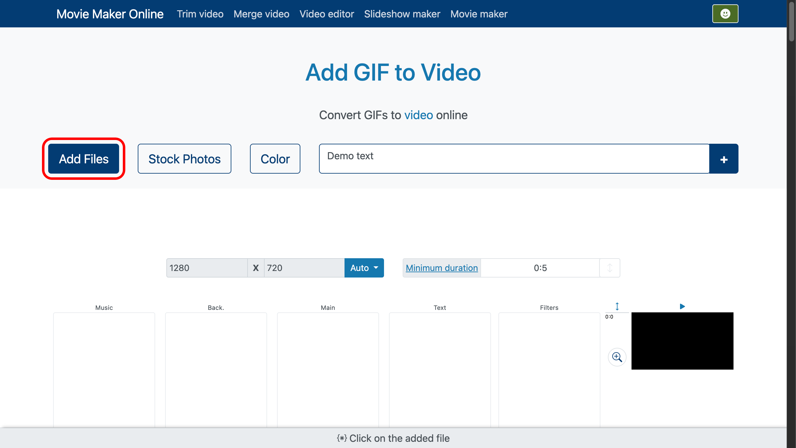 Convert video to gif - Upload your gif to video editor